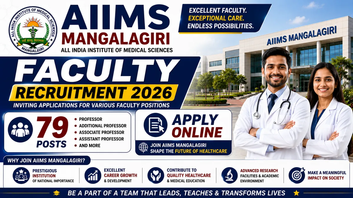 AIIMS Mangalagiri Faculty Recruitment 2026 — 79 Professor, Additional, Associate and Assistant Professor posts in Andhra Pradesh