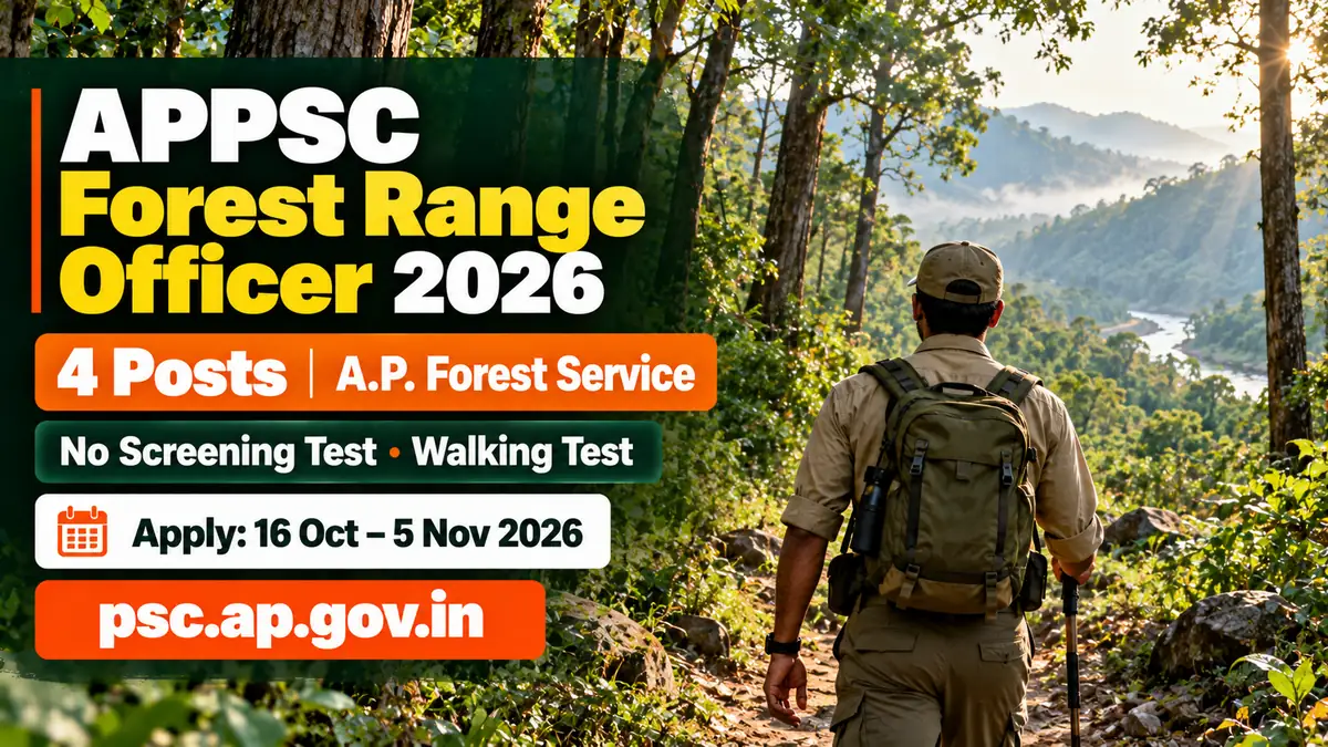 APPSC Forest Range Officer 2026: 4 posts in A.P. Forest Service, no screening test, walking test, apply 16 October to 5 November 2026 at psc.ap.gov.in