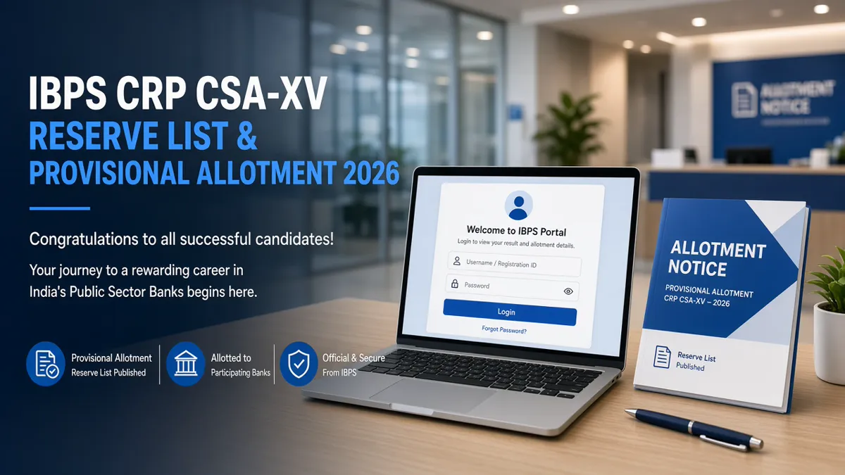 IBPS CSA-XV Reserve List Allotment 2026 — CRP Customer Service Associate provisional allotment login