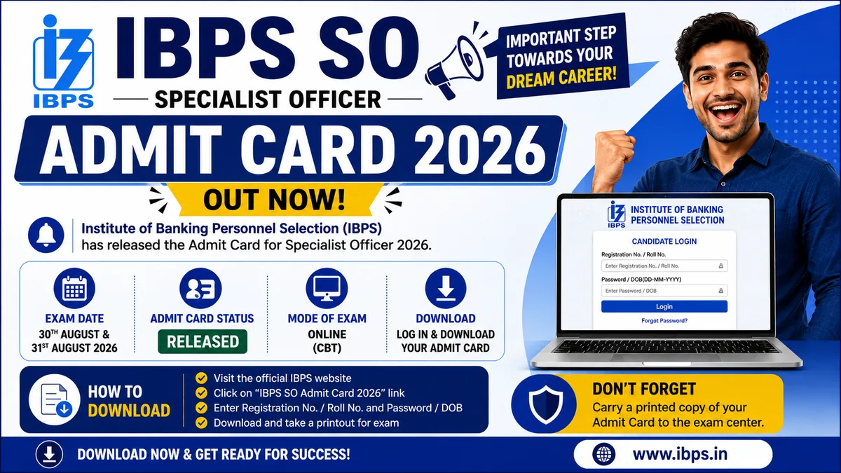 IBPS SO Admit Card 2026 — Download CRP SPL-XVI Prelims call letter for Specialist Officer exam