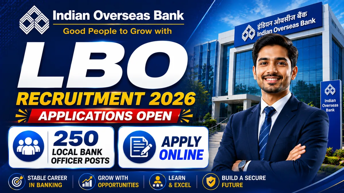 IOB LBO Recruitment 2026 — Apply online for 250 Local Bank Officer posts