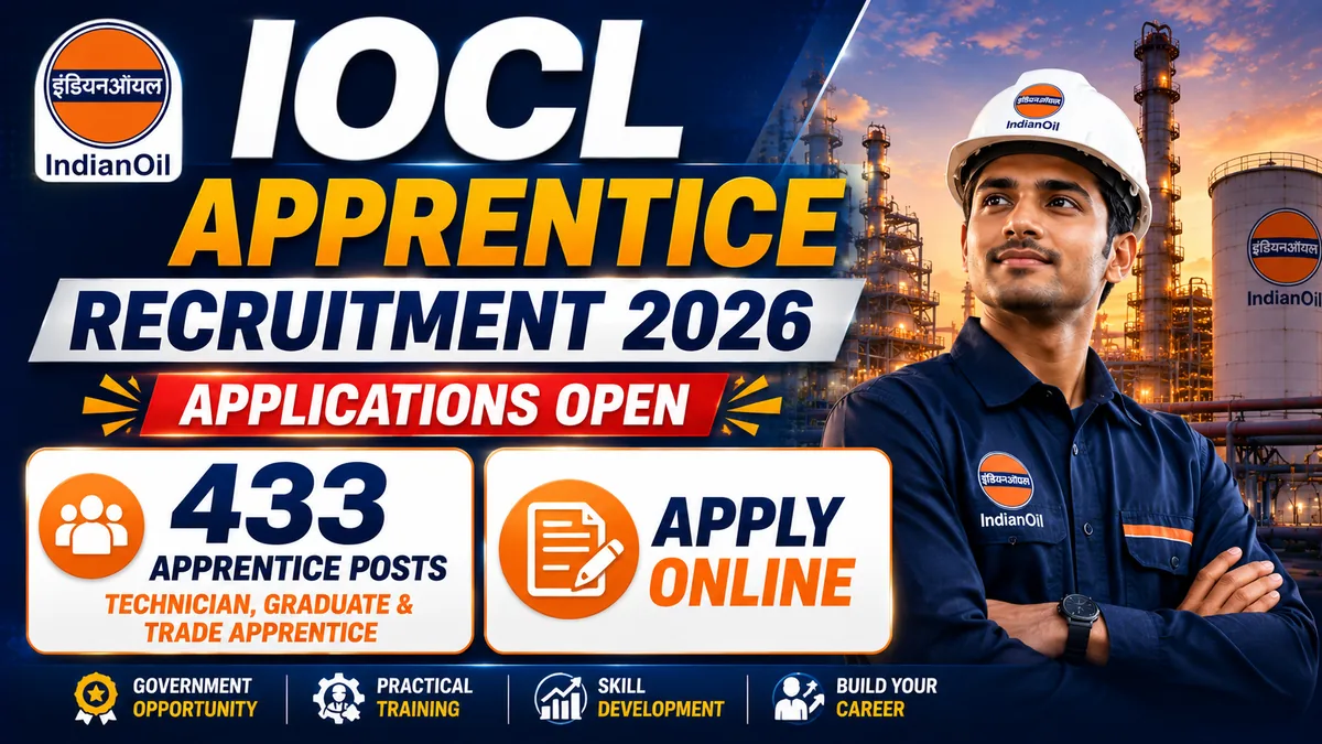 IOCL Apprentice Recruitment 2026 — Apply online for 433 Technician, Graduate and Trade apprentice posts
