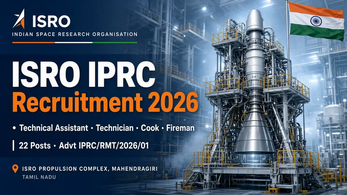 ISRO IPRC Recruitment 2026 — Apply online for 22 Technical Assistant, Technician, Cook and Fireman posts