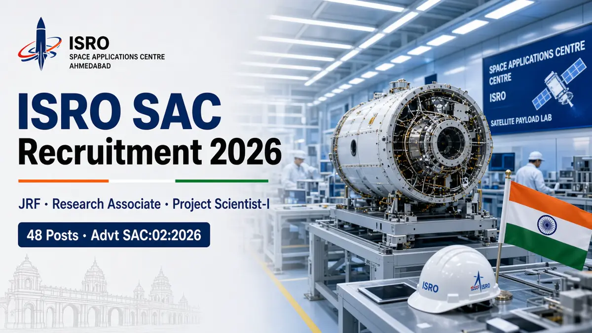 ISRO SAC Recruitment 2026 — Apply online for 48 JRF, RA and Project Scientist posts