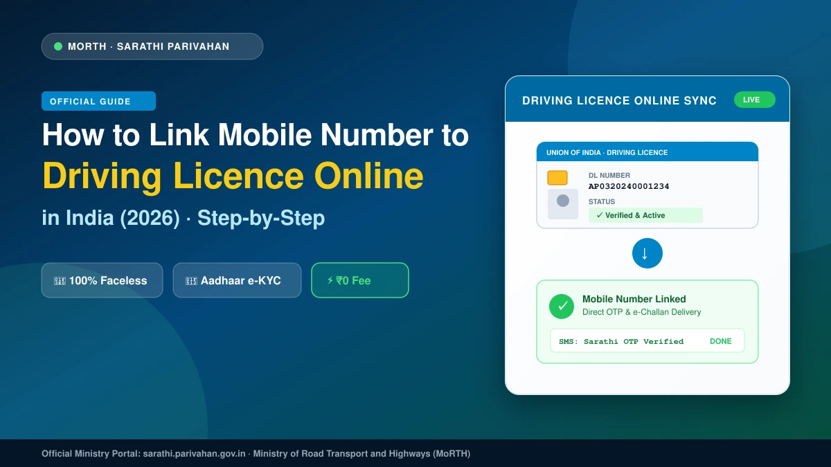 How to Link Mobile Number to Driving Licence Online in India (2026): step by step Guide