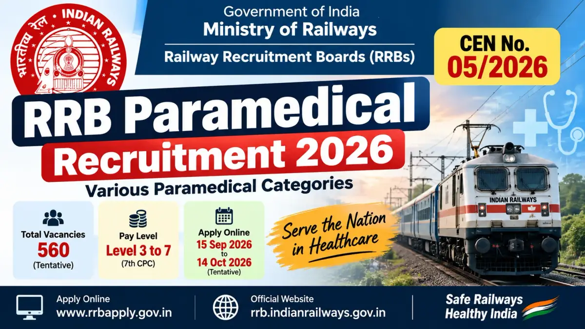 RRB Paramedical Recruitment 2026 — Apply Online for 590 Posts CEN 05/2026