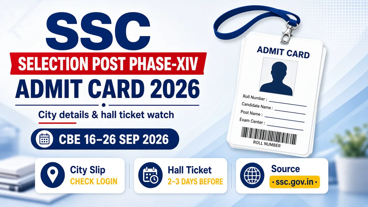 SSC Selection Post Phase-XIV admit card 2026 — city details and hall ticket watch